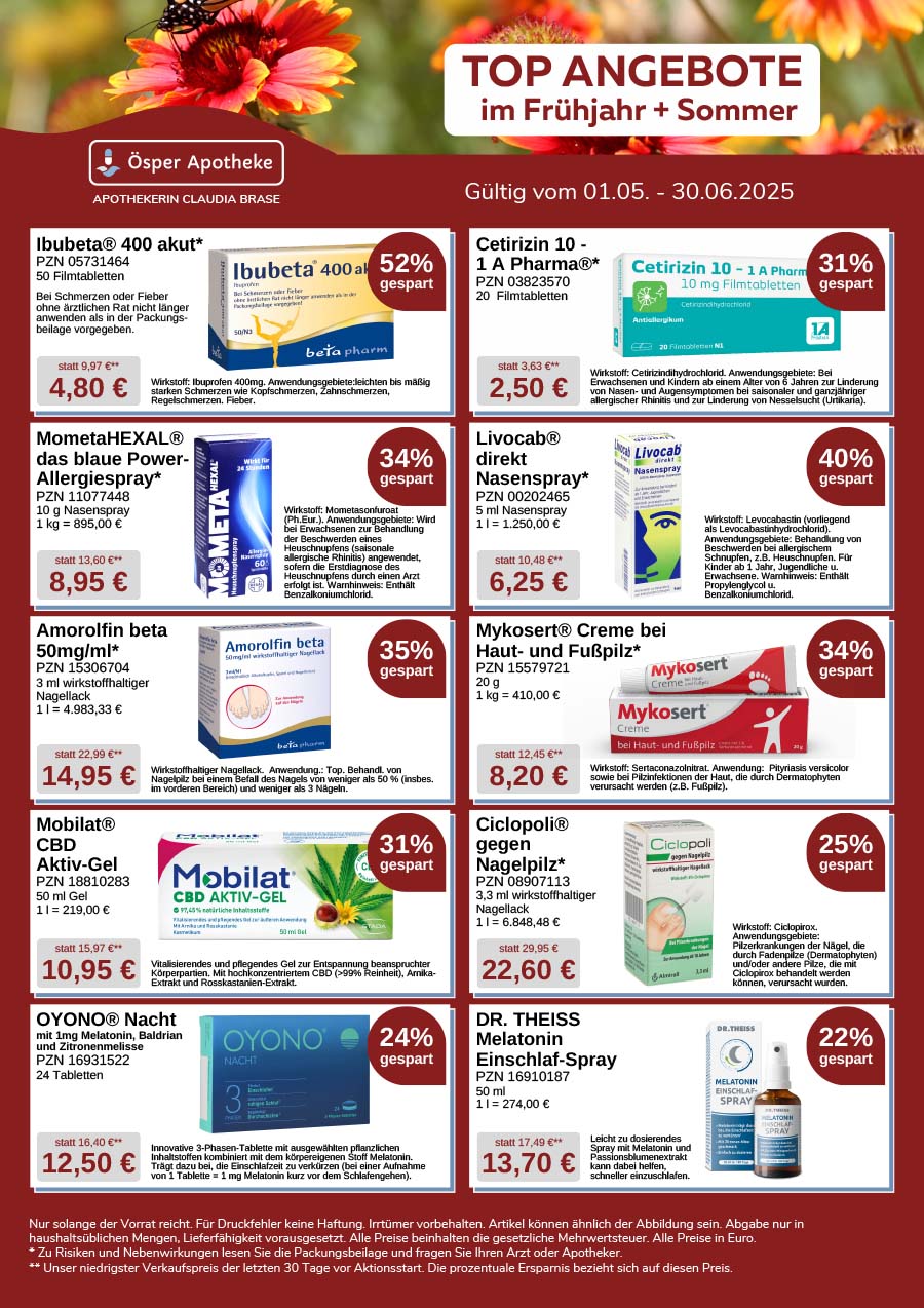 Die aktuellen Aktions-Angebote der Möwen-Apotheke Wunstorf